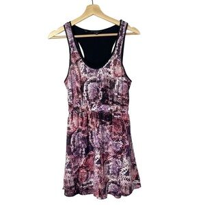 Guess Pink & Purple Snake Print Y2K Fit & Flare Mini Dress XS